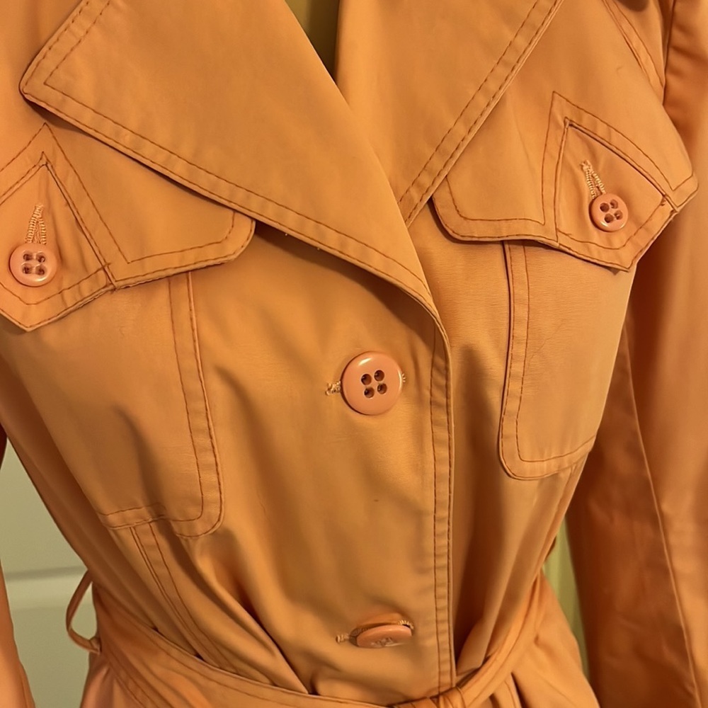 Vintage Mulberry Street pink coral colored trench coat Junior size 11/12 - Picture 2 of 10